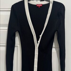 Long sleeve maxi black and white STAUD dress. Size L.